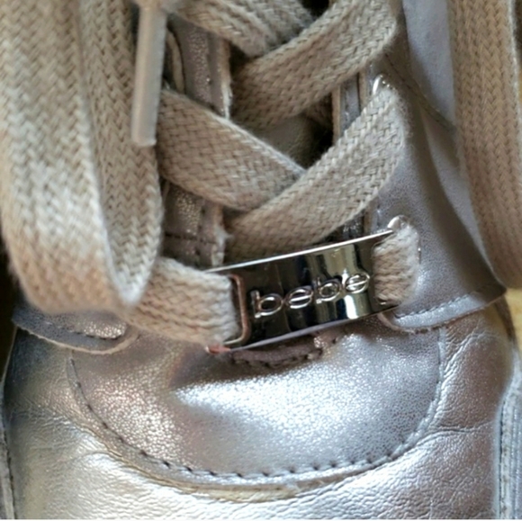 Bebe Silver Retro Charlane Sport High-Top Sneakers Size 9 - Picture 7 of 16